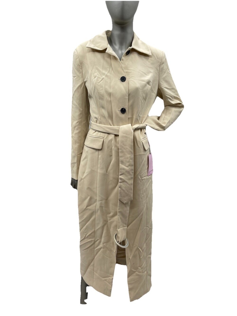 NWT Women’s AVEC LES FILLES Button Up Wrap Belt Color Beige Coat Size S